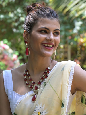 Rajwada Red And Gold Choker Neck Piece Set For Women