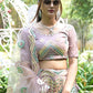 Rajwada Mauve Embroidered Net Semi Stitched Lehenga for Women