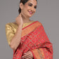 Rajwada Red Silk Blend Woven Saree with Unstitched Blouse for Women