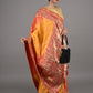 Rajwada Yellow and Red Embroidered Silk Blend Saree with Unstitched Blouse for Women