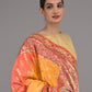 Rajwada Yellow and Red Embroidered Silk Blend Saree with Unstitched Blouse for Women