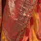 Rajwada Yellow and Red Embroidered Silk Blend Saree with Unstitched Blouse for Women