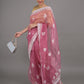 Rajwada Mauve Embroidered Organza Saree with Unstitched Blouse For Women