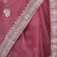Rajwada Mauve Embroidered Organza Saree with Unstitched Blouse For Women