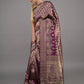 Rajwada Dark Purple Woven Silk Blend Saree with Unstitched Blouse for Women
