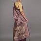 Rajwada Dark Purple Woven Silk Blend Saree with Unstitched Blouse for Women