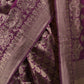 Rajwada Dark Purple Woven Silk Blend Saree with Unstitched Blouse for Women