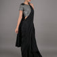 Rajwada Black Embroidered Ready-To-Wear Polyester Saree With Stitched Blouse For Women