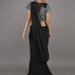Rajwada Black Embroidered Ready-To-Wear Polyester Saree With Stitched Blouse For Women