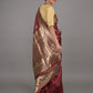 Rajwada Maroon Woven Banarasi Silk Saree With Unstitched Blouse For Women