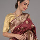Rajwada Maroon Woven Banarasi Silk Saree With Unstitched Blouse For Women