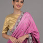 Rajwada Purple Embroidered Satin Saree with Unstitched Blouse for Women