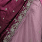 Rajwada Purple Embroidered Satin Saree with Unstitched Blouse for Women
