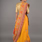 Rajwada Yellow and Red Peacock Embroidered Silk Blend Saree with Unstitched Blouse for Women