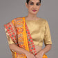 Rajwada Yellow and Red Peacock Embroidered Silk Blend Saree with Unstitched Blouse for Women