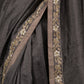 Rajwada Dark Grey Silk Blend Embroidered Saree With Unstitched Blouse For Women