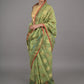 Rajwada Light Green Woven Cotton Blend Saree with Unstitched Blouse for Women