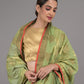 Rajwada Light Green Woven Cotton Blend Saree with Unstitched Blouse for Women