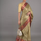Rajwada Olive Green Silk Blend Woven Saree With Unstitched Blouse For Women