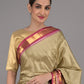 Rajwada Olive Green Silk Blend Woven Saree With Unstitched Blouse For Women