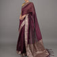 Rajwada Deep Purple Silk Blend Woven Saree With Unstitched Blouse For Women