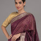 Rajwada Deep Purple Silk Blend Woven Saree With Unstitched Blouse For Women