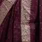 Rajwada Deep Purple Silk Blend Woven Saree With Unstitched Blouse For Women