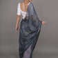 Rajwada Grey Georgette Woven Saree With Unstitched Blouse For Women