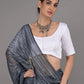 Rajwada Grey Georgette Woven Saree With Unstitched Blouse For Women