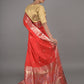 Rajwada Red Silk Blend Woven Saree With Unstitched Blouse For Women