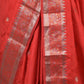 Rajwada Red Silk Blend Woven Saree With Unstitched Blouse For Women