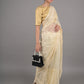 Rajwada Cream Embroidered Net Saree with Unstitched Blouse for Women
