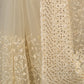 Rajwada Cream Embroidered Net Saree with Unstitched Blouse for Women