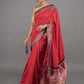 Rajwada Red Shaded Chinon Silk Blend Woven Saree With Unstitched Blouse For Women