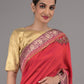 Rajwada Red Shaded Chinon Silk Blend Woven Saree With Unstitched Blouse For Women