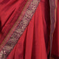 Rajwada Red Shaded Chinon Silk Blend Woven Saree With Unstitched Blouse For Women