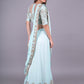 Rajwada Light Blue Embroidered Ready-To-Wear Saree With Stitched Blouse For Women