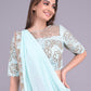 Rajwada Light Blue Embroidered Ready-To-Wear Saree With Stitched Blouse For Women