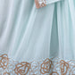 Rajwada Light Blue Embroidered Ready-To-Wear Saree With Stitched Blouse For Women