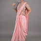 Rajwada Peach Ready to Wear Embroidered Chinnon Saree with Stitched Blouse for Women