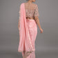 Rajwada Peach Ready to Wear Embroidered Chinnon Saree with Stitched Blouse for Women