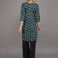 Rajwada Dark Green Bandhani Print Cotton Stitched Kurta for Women