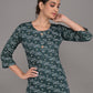 Rajwada Dark Green Bandhani Print Cotton Stitched Kurta for Women