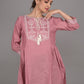 Rajwada Peach Embroidered Cotton Kurti for Women