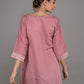 Rajwada Peach Embroidered Cotton Kurti for Women