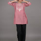 Rajwada Peach Embroidered Cotton Kurti for Women