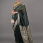 Rajwada Dark Green Silk Blend Woven Saree With Unstitched Blouse For Women