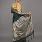 Rajwada Dark Green Silk Blend Woven Saree With Unstitched Blouse For Women