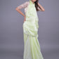 Rajwada Lime Green Silk Blend Woven Saree With Unstitched Blouse For Women