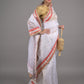 Rajwada White and Red Embroidered Organza Saree for Women